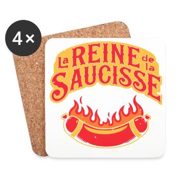 Reine de la Saucisse en Flammes - Dessous de verre (lot de 4) - blanc - Devant