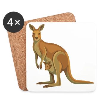 Kangaroo family in vector style - Coasters (set of 4) - white - Front
