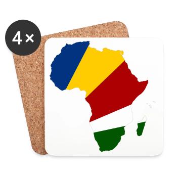 Seychellen_Flagge_Afrika - Dessous de verre (lot de 4) - blanc - Devant