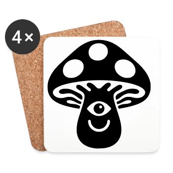 Champignon psychédélique avec motif œil - Dessous de verre (lot de 4) - blanc - Devant