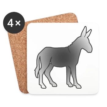 âne - Dessous de verre (lot de 4) - blanc - Devant