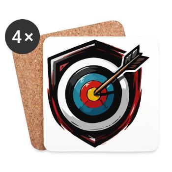 Arrow hits centre Bullseye - Coasters (set of 4) - white - Front