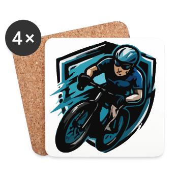 Blason de la bande dessinée Cycliste - Dessous de verre (lot de 4) - blanc - Devant