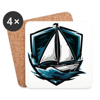 Sailboat Storm Graphic - Coasters (set of 4) - white - Front