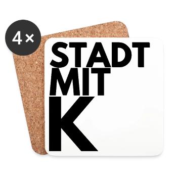 STADT MIT K, KÖLN SCHWARZ, KÖLLE, IKONISCH, RHING - Untersetzer (4er-Set) - Weiß - Vorne