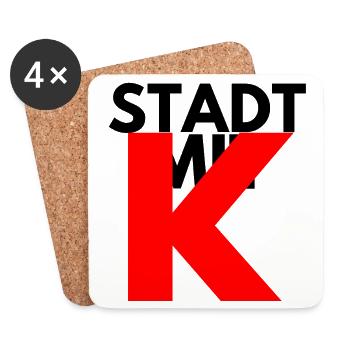 STADT MIT K, KÖLN ROT, KÖLLE, IKONISCH - Untersetzer (4er-Set) - Weiß - Vorne