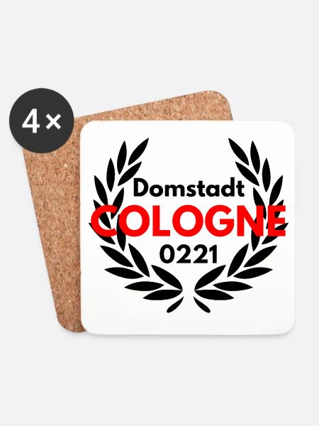 DOMSTADT COLOGNE, KÖLN 0221, KÖLLE, LEGENDE - Untersetzer (4er-Set) - Weiß