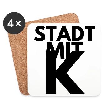 STADT MIT K, KÖLN SCHWARZ, KÖLLE, IKONISCH, RHEIN - Untersetzer (4er-Set) - Weiß - Vorne