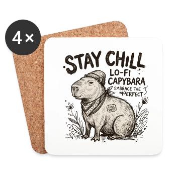 Capybara Chill LoFi Artwork - Coasters (set of 4) - white - Front
