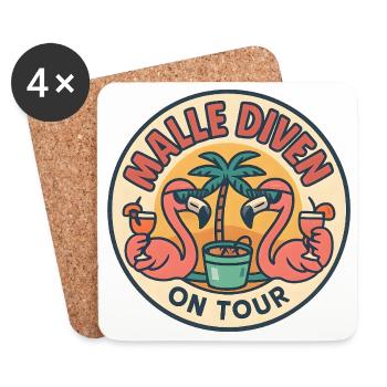Malle Divas On Tour Women's Flamingo Mallorca Party - Coasters (set of 4) - white - Front