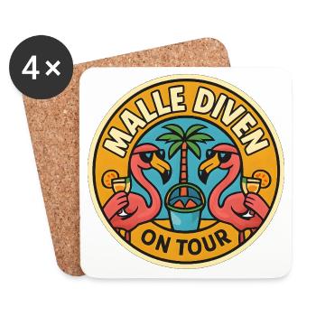 Malle Divas On Tour Women's Flamingo Mallorca Party - Coasters (set of 4) - white - Front