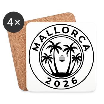 Mallorca 2026 Palmen - Untersetzer (4er-Set) - Weiß - Vorne
