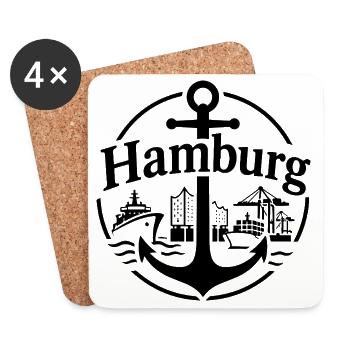 Hamburg - Untersetzer (4er-Set) - Weiß - Vorne