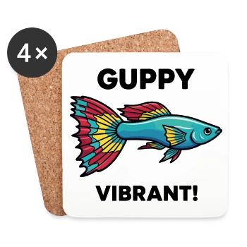 Poisson Guppy Vibrant Swim Aquarium Exotique - Dessous de verre (lot de 4) - blanc - Devant