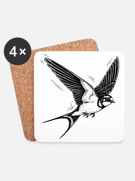 swallow - Coasters (set of 4) - white