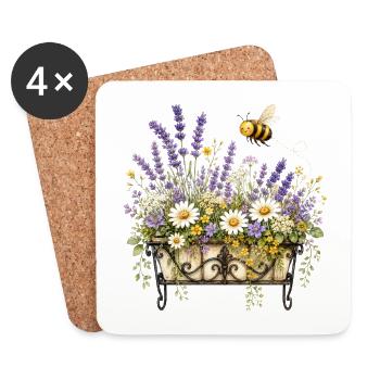 Bienenfreundlicher Blumenkasten - Untersetzer (4er-Set) - Weiß - Vorne