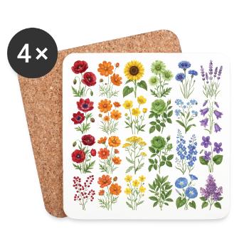 LGBTQ Pride Month - Rainbow Flowers - Coasters (set of 4) - white - Front