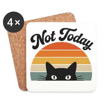 Not Today Cat Funny Morning Grouch Design - Coasters (set of 4) - white - Front