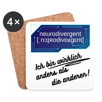 Neurodivergent - Ich bin wirklich anders - Untersetzer (4er-Set) - Weiß - Vorne