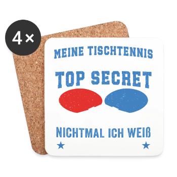 Meine tischtennis Technik Is Top Secret - Untersetzer (4er-Set) - Weiß - Vorne