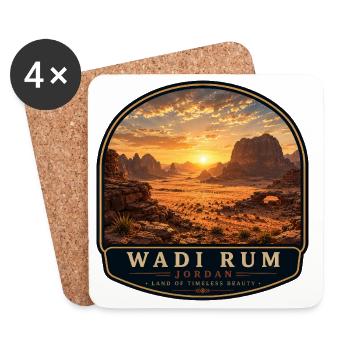 Wadi Rum Jordan Coucher de soleil vintage - Dessous de verre (lot de 4) - blanc - Devant