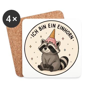 Einhorn Waschbär - Untersetzer (4er-Set) - Weiß - Vorne