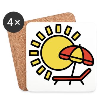 Beach lounger Sun Parasol Summer holiday - Coasters (set of 4) - white - Front