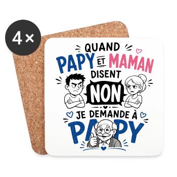 Je demande à Papy ! - Dessous de verre (lot de 4) - blanc - Devant