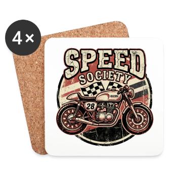 Speed Society Motorcycle Vintage Racing - Coasters (set of 4) - white - Front