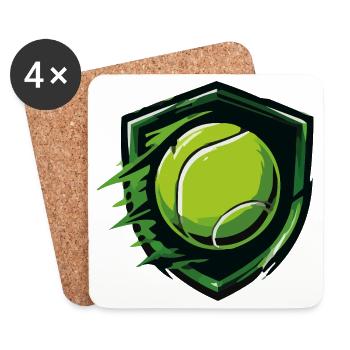 Bouclier de tennis dans le style dynamique - Dessous de verre (lot de 4) - blanc - Devant