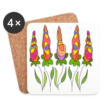 Fleur - Dessous de verre (lot de 4) - blanc - Devant