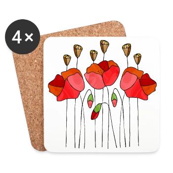 Fleur - Dessous de verre (lot de 4) - blanc - Devant