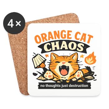 Orange Katze Cat Comic Funny Vintage - Untersetzer (4er-Set) - Weiß - Vorne