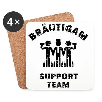 Équipe de soutien Bräutigam (Enterrement de vie de jeune fille Vintage B) - Dessous de verre (lot de 4) - blanc - Devant