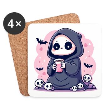 Creepy Cute Little Demon | Pastel Goth Bold Line A - Untersetzer (4er-Set) - Weiß - Vorne