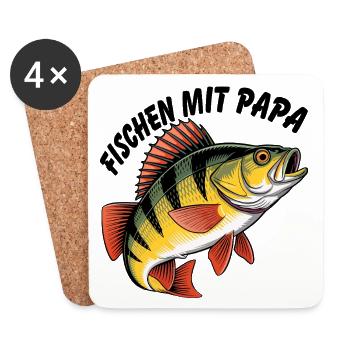 Fischen mit Papa - Untersetzer (4er-Set) - Weiß - Vorne