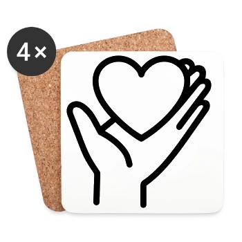 Hand Heart - Coasters (set of 4) - white - Front