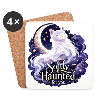Sanft verfluchte weiße Mondkatze Gothic Celestial - Untersetzer (4er-Set) - Weiß - Vorne