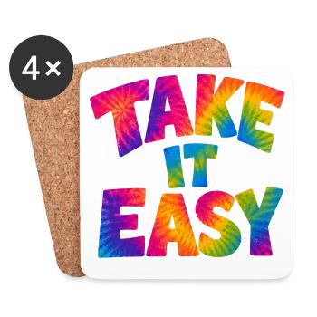 TAKE IT EASY – Relaxed into summer mode - Coasters (set of 4) - white - Front