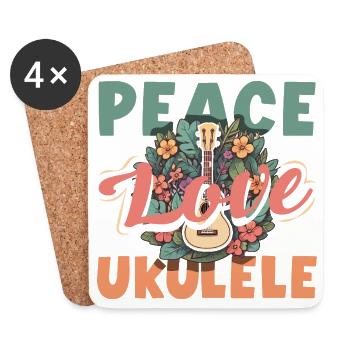 Peace Love Ukulele Hippie Hawaii Musik Musiker - Untersetzer (4er-Set) - Weiß - Vorne