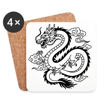 Chinesischer Drache - Untersetzer (4er-Set) - Weiß - Vorne