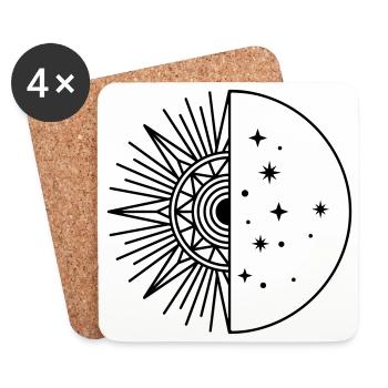 Soleil Lune - Dessous de verre (lot de 4) - blanc - Devant