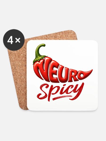 Neurospicy Pepper – Funny Neurodivergent Graphic - Coasters (set of 4) - white