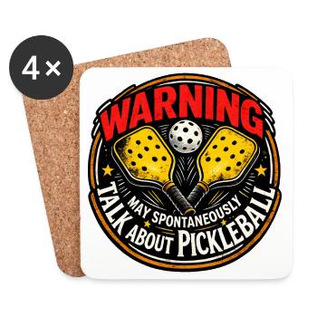 Warnung Pickleball Badge - Untersetzer (4er-Set) - Weiß - Vorne
