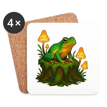 Leuchtender Wald Frosch Pilze Fantasy Natur Motiv - Untersetzer (4er-Set) - Weiß - Vorne