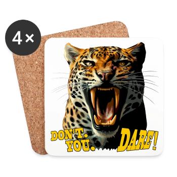 Attaque rugissante du léopard - N’ose pas - Dessous de verre (lot de 4) - blanc - Devant