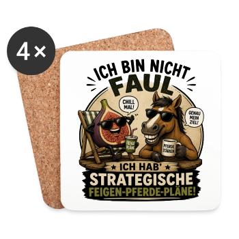 Strategische Feigen-Pferdepläne - Untersetzer (4er-Set) - Weiß - Vorne
