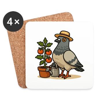 Balcony Pigeon Tomatoes Shirt - Untersetzer (4er-Set) - Weiß - Vorne