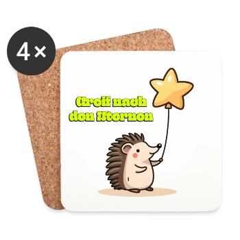 Greif nach den Sternen Süßer Igel Träumer Motivati - Untersetzer (4er-Set) - Weiß - Vorne