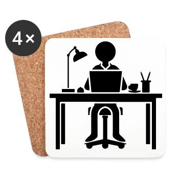 Worker Computer Job Office Learning - Coasters (set of 4) - white - Front